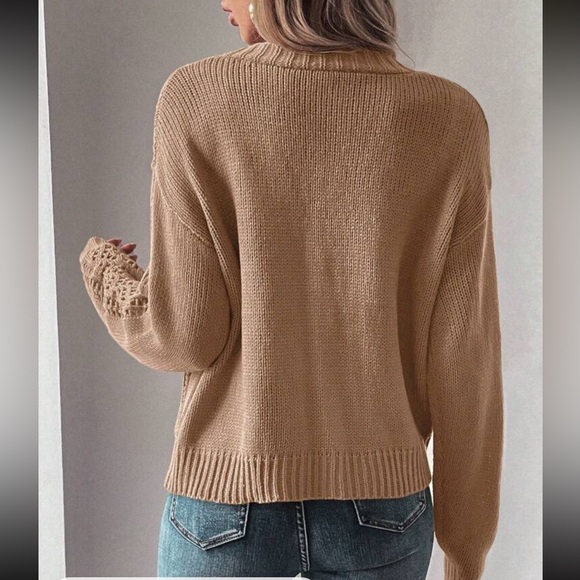 Cozy Mauve V neck button down Oversized knit cardigan - Picture 10 of 12